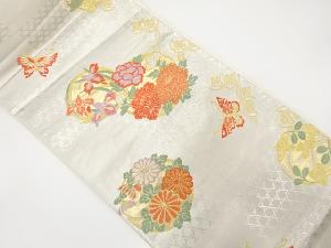 アンティーク　蝶に花丸紋織り出し袋帯（材料）